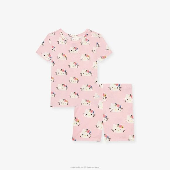 NWT Posh Peanut Pastel Pink Hello Kitty Short Sleeve & Shorts Girls Pajamas Size - Picture 1 of 5